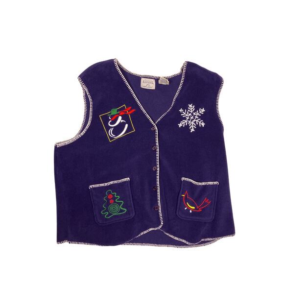 Vintage Basic Editions Christmas Vest Womens 2XL Teacher Holiday Sweater Vest - Picture 1 of 4
